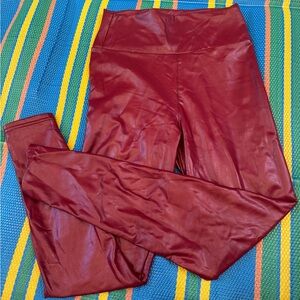 Faux Leather Leggings Tummy Control Stretch